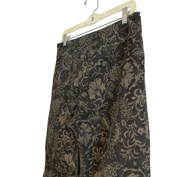 Womens Harolds Black Gold Floral Tapestry Wide Leg Cotton Denim Jeans Size 12 - Picture 14 of 16